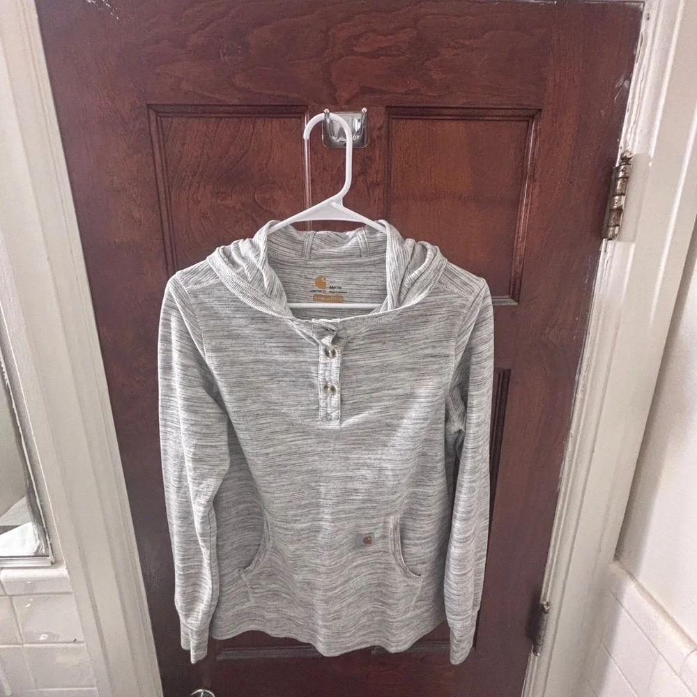 Carhartt Gray Kid’s Sz Med (8-10) Hoodie w Kangaroo Pocket, Perfectly Worn In!